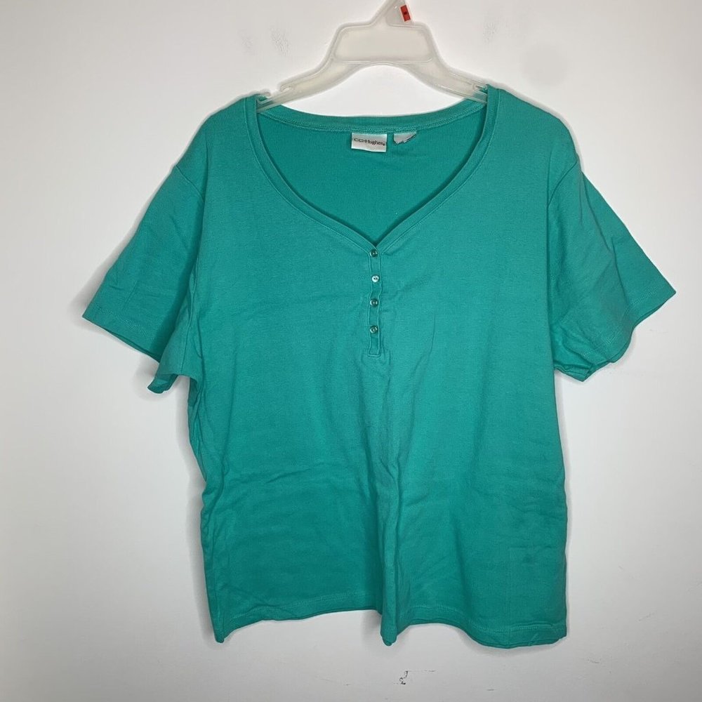 CC Hughes Womens L Green Short Sleeve Shirt